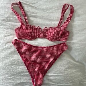Rouje red and white gingham swimsuit